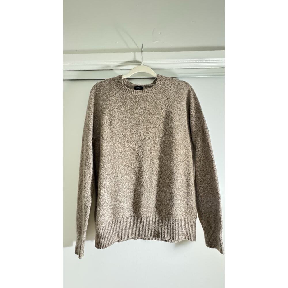 J Crew‎ Re-Imagined Sweater Womens Medium Caramel Tan Wool Blend Pullover Cozy